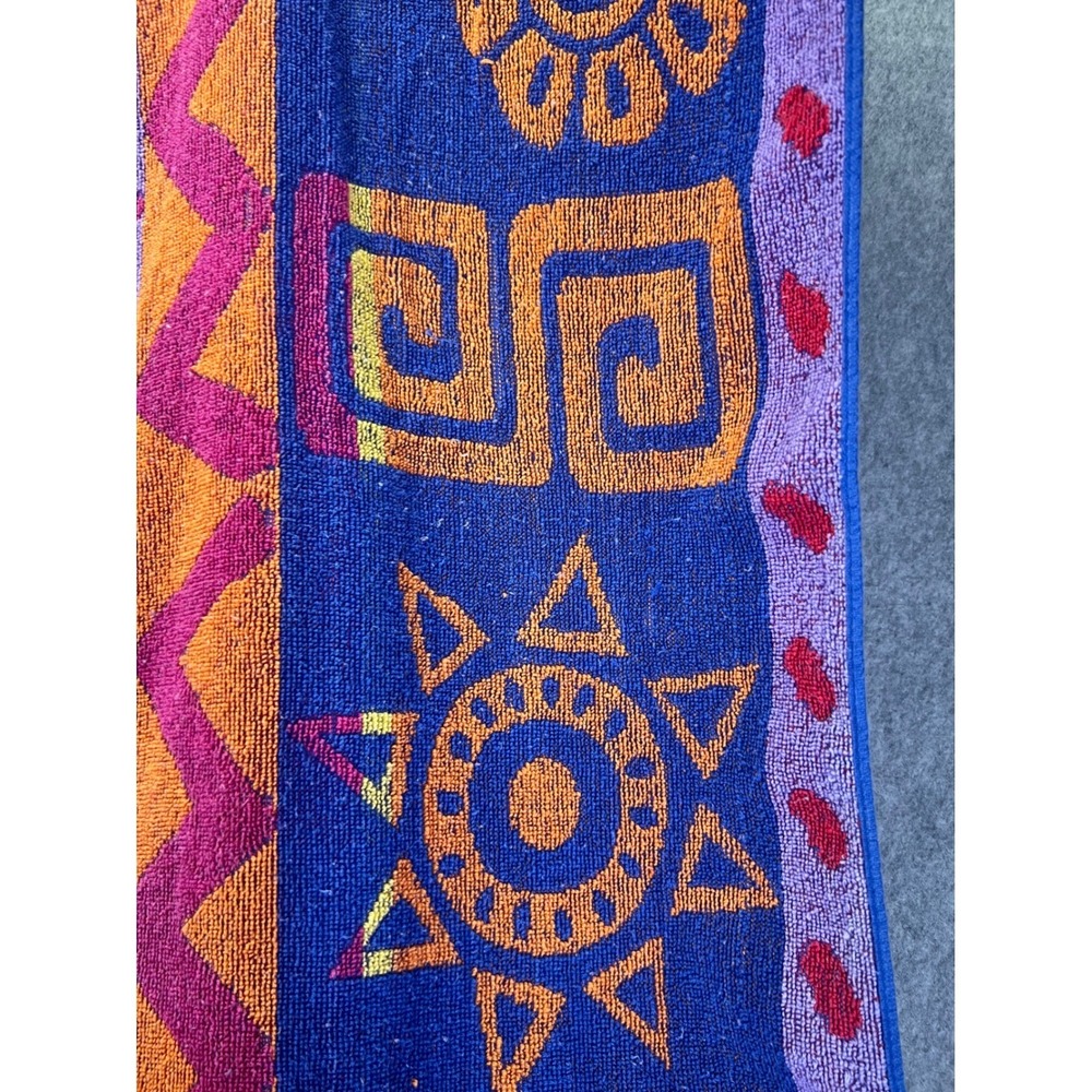 Vintage 90s Retro Summer Sun & Fun Animal Tribal Print Beach Towel 55x26 y2k - Picture 7 of 9